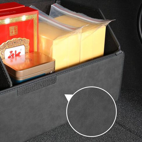 منظم الجذع لفورد برونكو/سبورت 2021-2025 - صندوق تخزين من جلد الكانتارا الرمادي ، الدقة المصممة خصيصًا ، تعظيم التخزين الخاص بك ، مربعات منظمة جذع كبيرة قابلة للطي مع 3 مقصورات in Kuwait