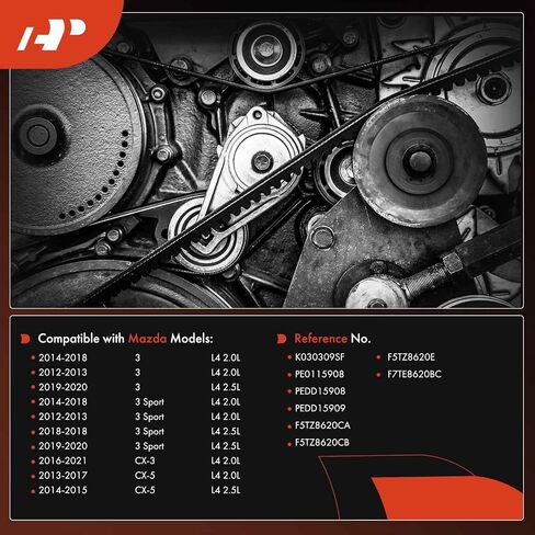 A-Premium Stretch Fit Belt Serpentine Drive متوافق مع Mazda CX-5 2013-2017 ، CX-3 2016-2021 ، 3 Sport 2012-2020 ، 3 2012-2020 ، L4 2.0L 2.5L in Saudi Arabia