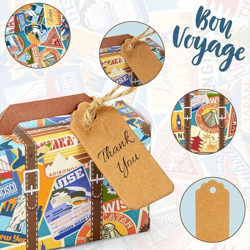 VGOODALL 50PCS Suitcase Favor Boxes, Mini Suitcase Party Favor Box Vintage Style with Tags, Wedding Travel Theme Party Decor in Saudi Arabia