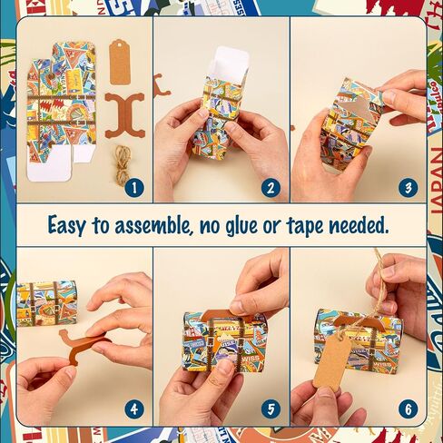 VGOODALL 50PCS Suitcase Favor Boxes, Mini Suitcase Party Favor Box Vintage Style with Tags, Wedding Travel Theme Party Decor in Saudi Arabia