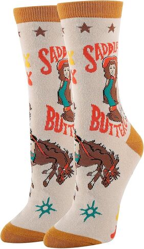 ooohyeah Women’s Funny Saying Crew Socks, Crazy Novelty Cotton Dress Socks, Giddy Up in Kuwait