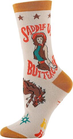 ooohyeah Women’s Funny Saying Crew Socks, Crazy Novelty Cotton Dress Socks, Giddy Up in Kuwait