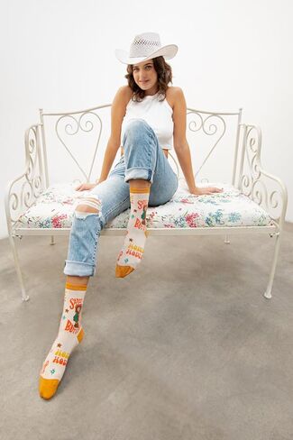 ooohyeah Women’s Funny Saying Crew Socks, Crazy Novelty Cotton Dress Socks, Giddy Up in Kuwait