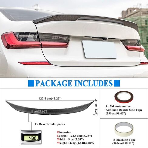 Real Carbon Fiber Spoiler Compatible with BMW 3 Series G20 Sedan G80 M3 Trunk Spoiler 2019-2024 (CS Type) in Saudi Arabia