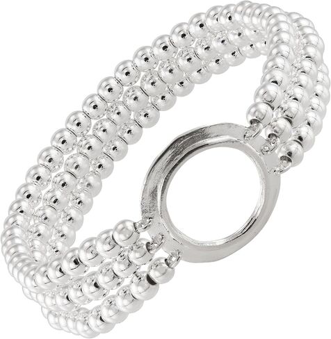 Silpada 'True Karma' Sterling Silver Hematite Stretch Bracelet, 7" (4mm) in Saudi Arabia