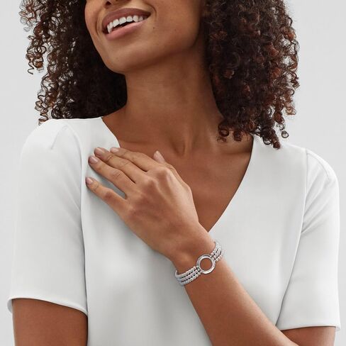 Silpada 'True Karma' Sterling Silver Hematite Stretch Bracelet, 7" (4mm) in Saudi Arabia