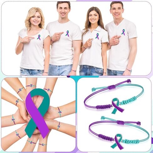 Sasylvia 20/100 PCS انتحار الوقاية من الأساور التوعية القابلة للتعديل الحبل الأرجواني الزوارق الأرجواني مضفر هدايا الوقاية من الانتحار للنساء للنساء ملحقات المجوهرات in Saudi Arabia