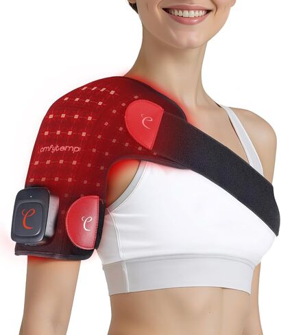 Comfytemp Cordless Red Light Therapy for Shoulder, 94 LEDs FSA HSA Eligible Near Infrared Light Therapy Wrap, 3D Portable Heated Shoulder Pad Last 90-380 Mins for Joint Pain Relief(No Massage, S/M/L) in Saudi Arabia