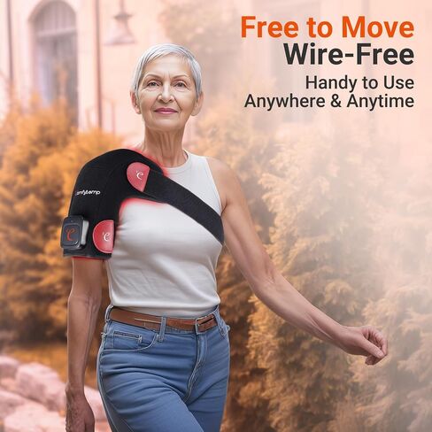 Comfytemp Cordless Red Light Therapy for Shoulder, 94 LEDs FSA HSA Eligible Near Infrared Light Therapy Wrap, 3D Portable Heated Shoulder Pad Last 90-380 Mins for Joint Pain Relief(No Massage, S/M/L) in Saudi Arabia