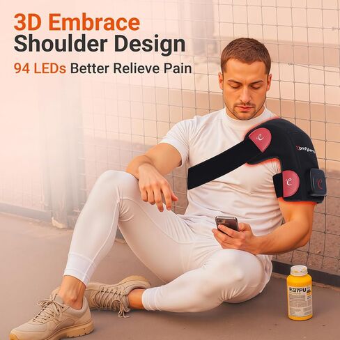 Comfytemp Cordless Red Light Therapy for Shoulder, 94 LEDs FSA HSA Eligible Near Infrared Light Therapy Wrap, 3D Portable Heated Shoulder Pad Last 90-380 Mins for Joint Pain Relief(No Massage, S/M/L) in Saudi Arabia