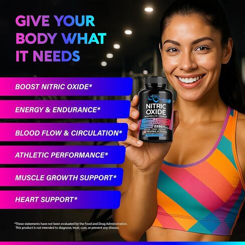 Nitric Oxide Supplement for Men & Women 2250 mg - Nitric Oxide Booster - Pine Bark | L-Arginine | L-Citrulline | Beet Root | Vitamin C & B12 - Muscles, Energy & Circulation - Made in USA, 90 Capsules in Saudi Arabia
