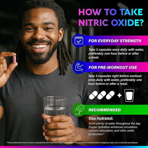 Nitric Oxide Supplement for Men & Women 2250 mg - Nitric Oxide Booster - Pine Bark | L-Arginine | L-Citrulline | Beet Root | Vitamin C & B12 - Muscles, Energy & Circulation - Made in USA, 90 Capsules in Saudi Arabia