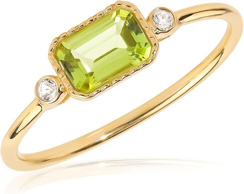 YoTreasure 14K Yellow Gold Ring with Sky Blue Topaz, Amethyst, London Blue Topaz & Peridot | Dainty Solitaire Gemstone Ring for Women | Available in Size 6-10 in Saudi Arabia