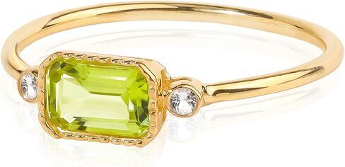 YoTreasure 14K Yellow Gold Ring with Sky Blue Topaz, Amethyst, London Blue Topaz & Peridot | Dainty Solitaire Gemstone Ring for Women | Available in Size 6-10 in Saudi Arabia