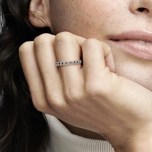 Pandora Jewelry Band of Hearts Sterling Silver Ring, Size 8.5 in Saudi Arabia