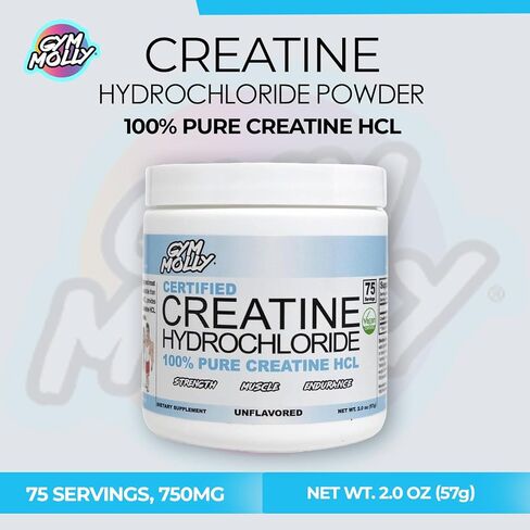 Creatine Hydrochloride Powder | Creatine HCL Powder | Highly Soluble Creatine Hydrochloride | 750mg | Unflavored | Vegan | 75 Servings in Saudi Arabia