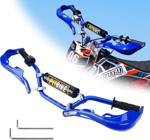 RUTU 7/8" Dirt Bike Handlebars with Aluminum Reinforced Motrocycle Handguards, Foam Chest Protection Pad, All-Round Protection for CRF YZF KXF KLX RMZ DRZ Pit Dirt Bike Motocross ATV Quad - Black in Kuwait