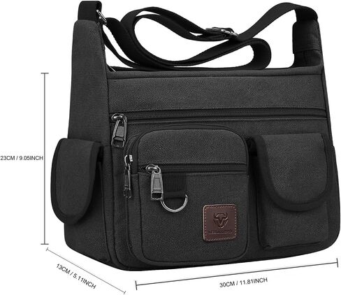 Canvas Messenger Bag for Mens Womens Multi-pockets 13 inch Laptop Shoulder Sling Bags School Crossbody Bags Travel in Kuwait