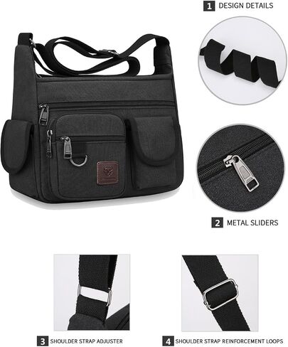 Canvas Messenger Bag for Mens Womens Multi-pockets 13 inch Laptop Shoulder Sling Bags School Crossbody Bags Travel in Kuwait