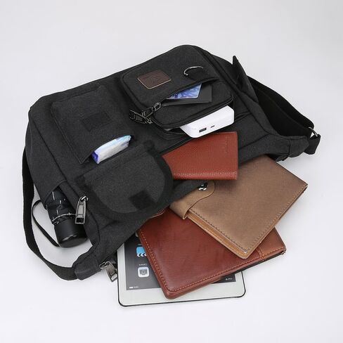 Canvas Messenger Bag for Mens Womens Multi-pockets 13 inch Laptop Shoulder Sling Bags School Crossbody Bags Travel in Kuwait