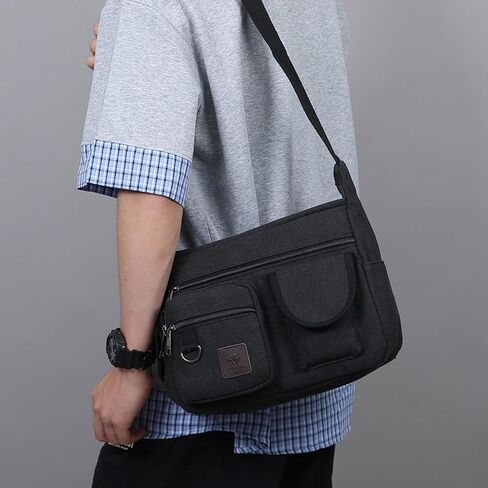 Canvas Messenger Bag for Mens Womens Multi-pockets 13 inch Laptop Shoulder Sling Bags School Crossbody Bags Travel in Kuwait