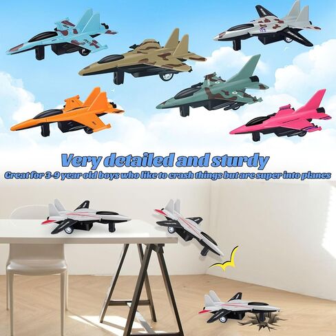 15 Pack Toy Airplane, Mini Diecast Airplane Toys for Boys Girls 3 4-8 9 Years, Pull Back Alloy Model Planes Aeroplane Toys for Kids Birthday Cake Toppers Party Favors, 6 Colors in Saudi Arabia