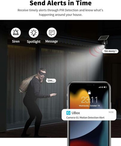 كاميرات أمان تعمل بالطاقة الشمسية 2K WiFi لاسلكية في الهواء الطلق مع عرض مباشر بزاوية 360 درجة، رؤية ليلية ملونة، تنبيه حركة PIR، إنذار صفارة الإنذار، تخزين سحابي/محلي، محادثة ثنائية الاتجاه للأمن الخارجي in Kuwait