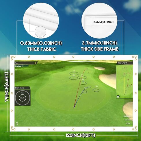 Golf Simulator Impact Screen for Indoor/Outdoor Golf Training, Golf Impact Screen with 28-32 Upgraded Grommets, Self-Restoration Crease Fabric,4mm Thicker Impact Screen with Carrying Case in Saudi Arabia