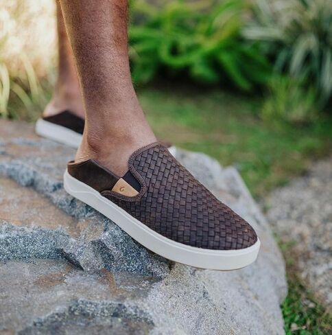 OLUKAI Lae'ahi Lauhala Men's Woven Leather Shoes, Versatile Everyday Leather Sneakers, Easy Slip On Design, All-Day Wear & Comfort in Saudi Arabia