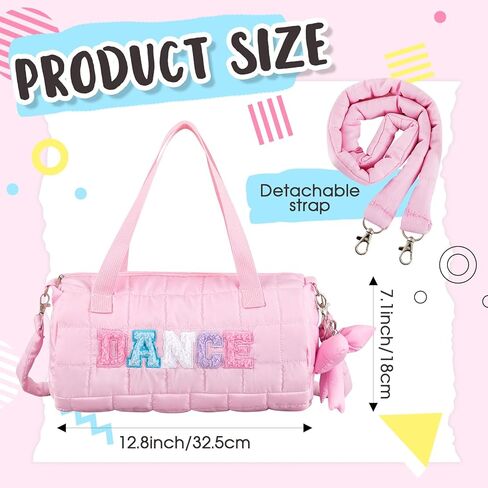 Quilted Puffer Ballet Dance Bag Cute Tote Bag with Hanging Bow Pendant for Travel Dancing Dress in Saudi Arabia