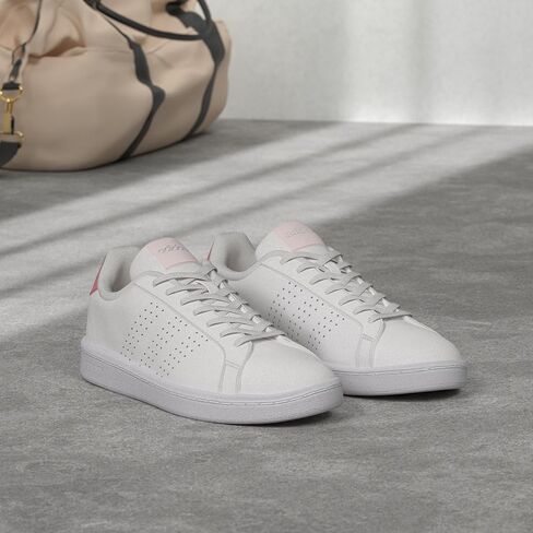 حذاء تنس Adidas Women's Advantage Base Court، زهور بيضاء، مقاس 6 in Kuwait