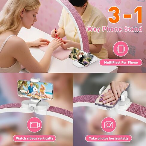 HITTI Large Half Moon Light for Nail Desk, 30" Touch Nail Desk Lamp, Lash Tech Lamp with Phone Holder, Nail Table Lamp for Eyelash Extension Tattoo Craft Beauty, Stepless Dimming & Color Temperature in Saudi Arabia
