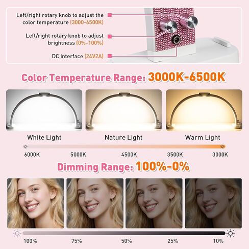 HITTI Large Half Moon Light for Nail Desk, 30" Touch Nail Desk Lamp, Lash Tech Lamp with Phone Holder, Nail Table Lamp for Eyelash Extension Tattoo Craft Beauty, Stepless Dimming & Color Temperature in Saudi Arabia