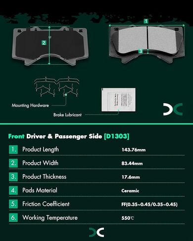 SCITOO Ceramic Front Rear Disc Brake Pad Set fit for 2008-2011 2013-2019 for LEXUS LX570, 2008-2011 2013-2019 for TOYOTA Land Cruiser, 2008-2019 for TOYOTA Sequoia, 2007-2019 for TOYOTA Tundra in Kuwait