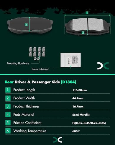 SCITOO Ceramic Front Rear Disc Brake Pad Set fit for 2008-2011 2013-2019 for LEXUS LX570, 2008-2011 2013-2019 for TOYOTA Land Cruiser, 2008-2019 for TOYOTA Sequoia, 2007-2019 for TOYOTA Tundra in Kuwait