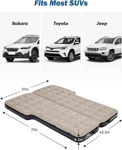 مرتبة هوائية للسيارة من JOYTUTUS SUV، غرفتان هوائيتان منفصلتان، مرتبة هوائية للسيارة بسطح أكسفورد سميك للغاية، ملحقات خيمة التخييم لسيارات الدفع الرباعي مع مضخة هواء 2 في 1، وسادتين وحقيبة حمل in Kuwait