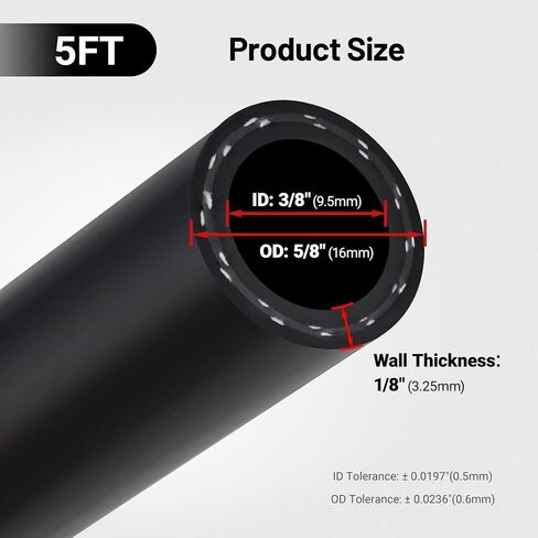شرير الطاقة 3/4 "خرطوم سخان 5 أقدام تبريد خرطوم المبرد مع 5pcs المشابك مستقيمة 100psi ساي 20R3 أسود in Kuwait