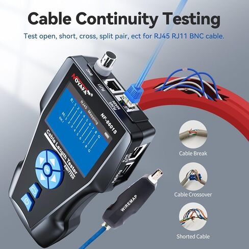 NOYAFA Network Cable Tester,NF-8601S TDR Wire Tester Rj11 Rj45 BNC Multifuncation Ethernet LAN Cable Tester, Precise Breakpoint Test with PING/POE in Kuwait