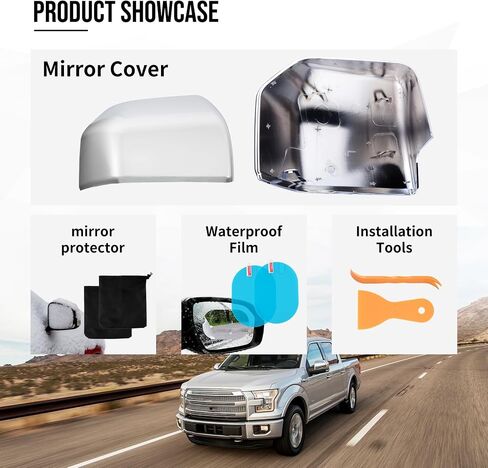 Chrome Driver Side Mirror Cover Cap Compatible with Ford F150 2015 2016 2017 2018 2019 2020, Direct Replacement (Left Side Only) in Saudi Arabia