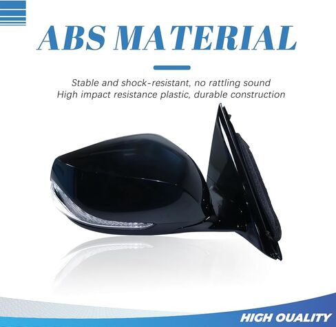 7Pins Right Side Mirror Assembly Compatible with 2014-2018 Infiniti Q50 Power Heated Mirror With Signal Light Paintable For Models Without Around View Monitor(7Pins-Passenger Right Side) in Kuwait