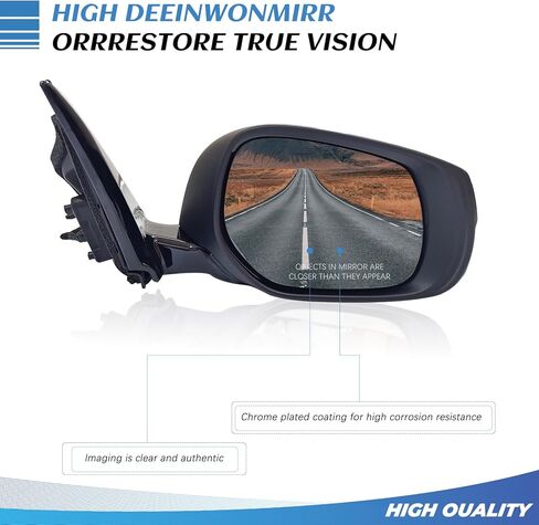 7Pins Right Side Mirror Assembly Compatible with 2014-2018 Infiniti Q50 Power Heated Mirror With Signal Light Paintable For Models Without Around View Monitor(7Pins-Passenger Right Side) in Kuwait