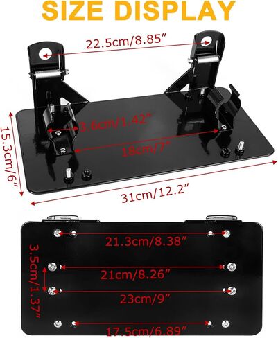 PSLER Fairlead Mounted Flip-Up License Plate Bracket for UTV ATV with 8 3/4" Bracket Mounting Hole Black in Saudi Arabia