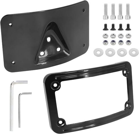 DOKILI منحنى لوحة الترخيص الإطار MOUNT Frame 3148 لـ Harley-Davidson لـ H0NDA VTX1300/1800 دراجات نارية وتطبيقات مخصصة ، Black Gloss in Saudi Arabia