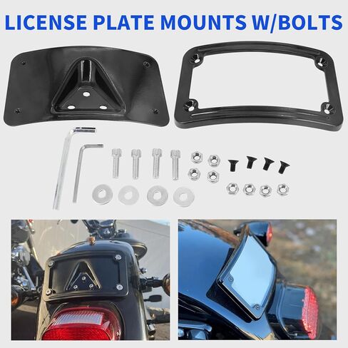 DOKILI منحنى لوحة الترخيص الإطار MOUNT Frame 3148 لـ Harley-Davidson لـ H0NDA VTX1300/1800 دراجات نارية وتطبيقات مخصصة ، Black Gloss in Saudi Arabia
