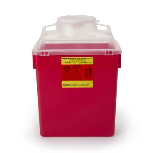 BD 6 Gal. Multi-Use Nestable Sharps Collector, Red Base/Natural Top, Funnel Entry, 1 Each, BD 305465 in Saudi Arabia