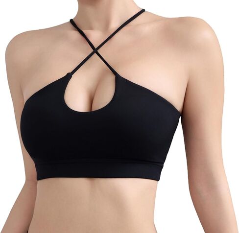 Le & Chung Crisscross Strappt Cut-Out مبطنة ومقاطع صدرية رياضية لدعم Women-Medium وتنفسها لتمرين الرياضة اليوغا in Kuwait