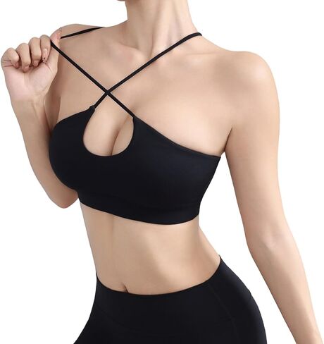 Le & Chung Crisscross Strappt Cut-Out مبطنة ومقاطع صدرية رياضية لدعم Women-Medium وتنفسها لتمرين الرياضة اليوغا in Kuwait
