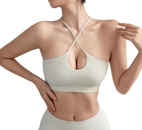 Le&Chung Crisscross Strappy Cut-Out Padded&Cross-Back Sports Bras for Women-Medium Support&Breathable for Yoga Gym Workout in Saudi Arabia