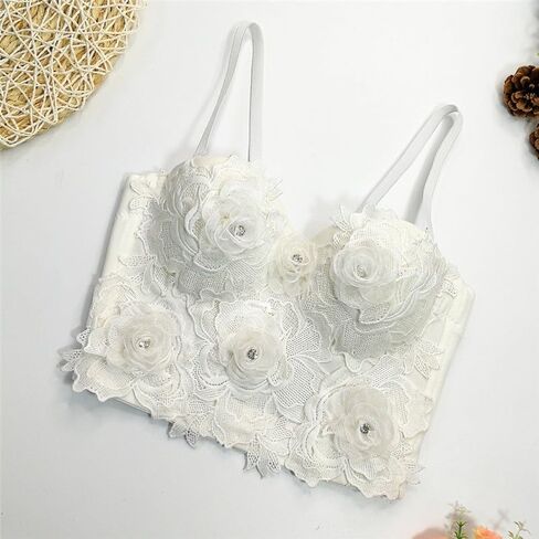 JSEIAJB Lace Embroidered Suspenders With Flower Bead Embroidery Solid Color Beautiful Back Tube Top Waisted Tight Top in Saudi Arabia