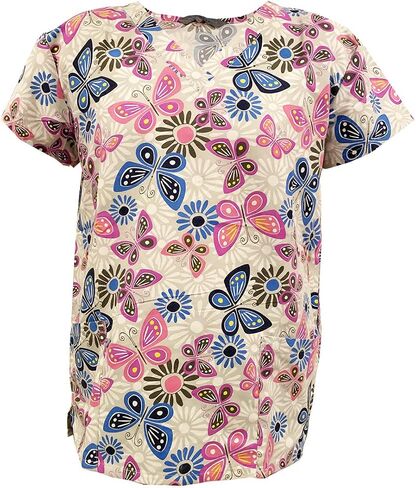 Womens V-Neck Ultra Soft Microfiber Halloween Christmas Holiday Medical Scrub Top in Saudi Arabia